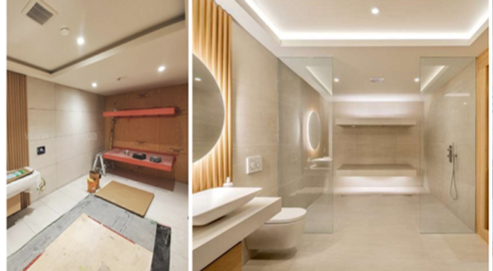 Before and After, tile installation