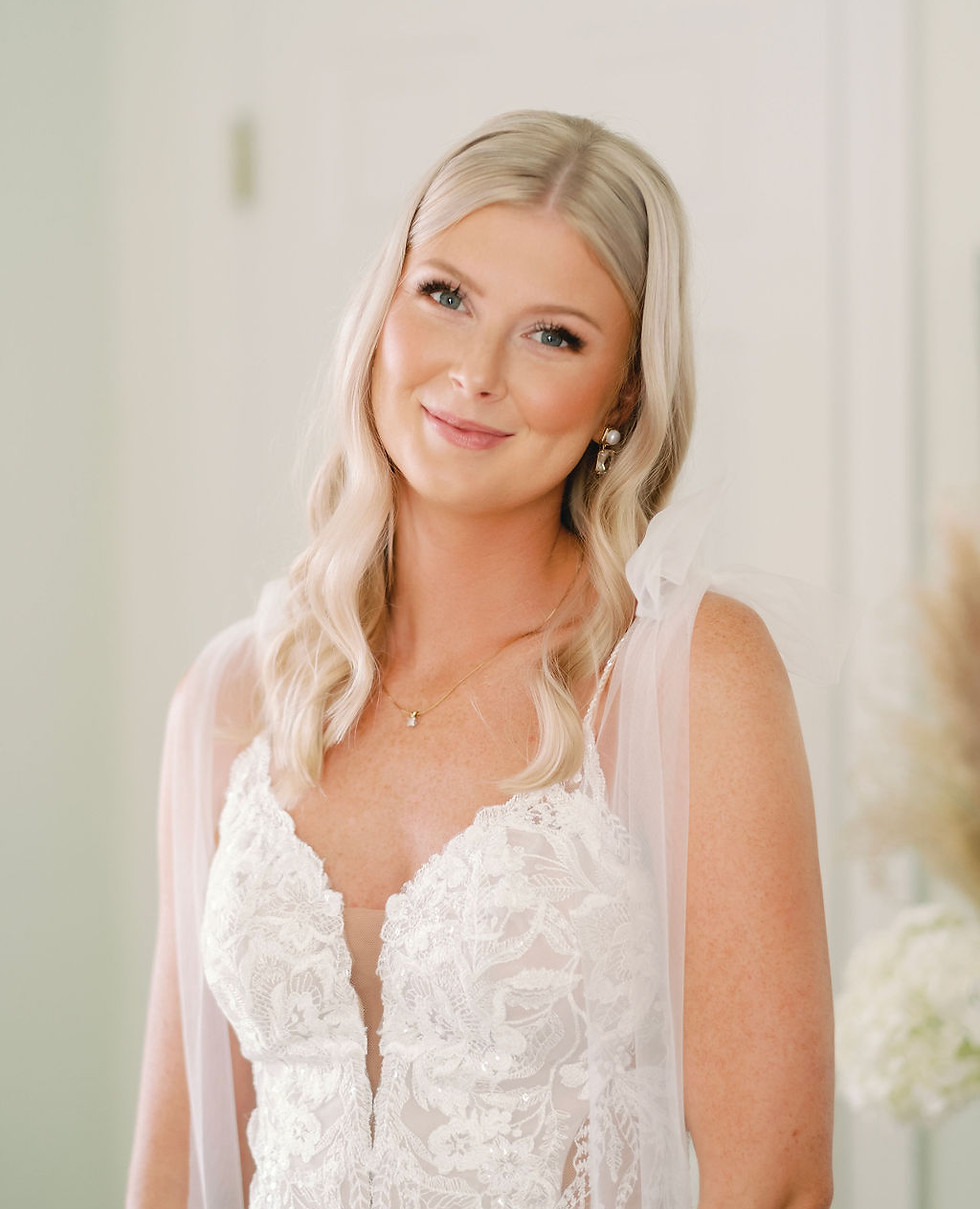 Bride looking at the camera smiling