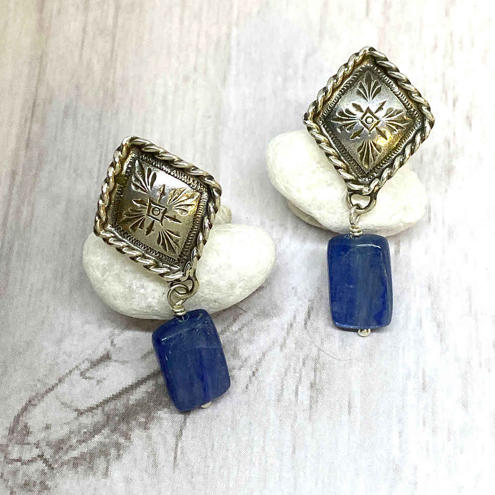Rope Diamond Earrings w/Blue Kyanite