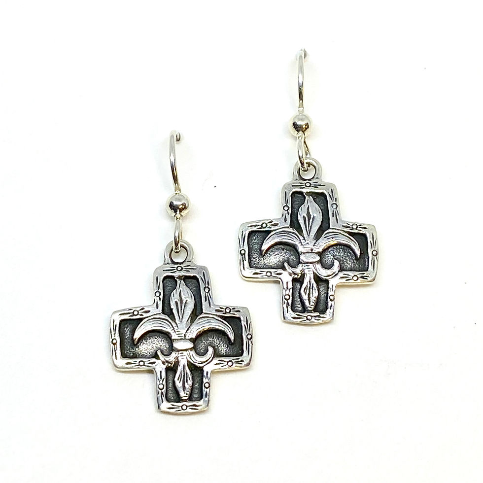 Thumbnail: Fleur De Lis Cross Earrings