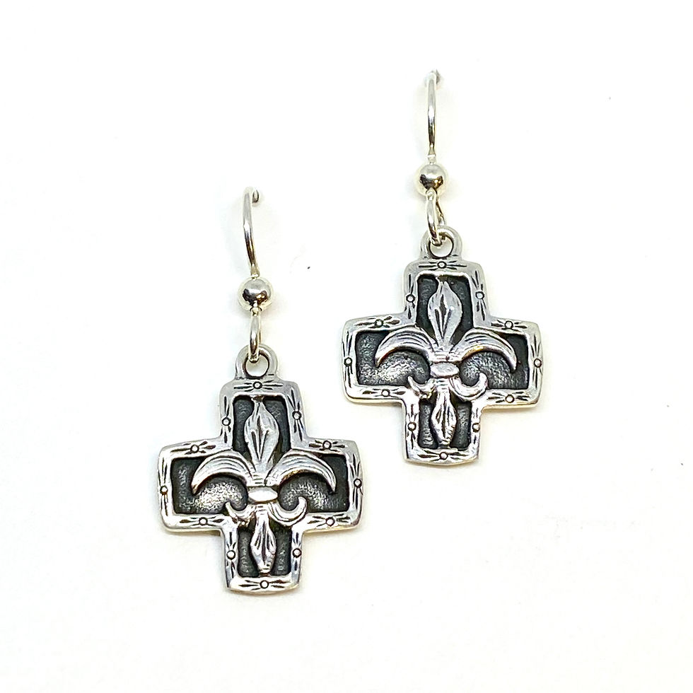 Thumbnail: Fleur De Lis Cross Wire Earrings
