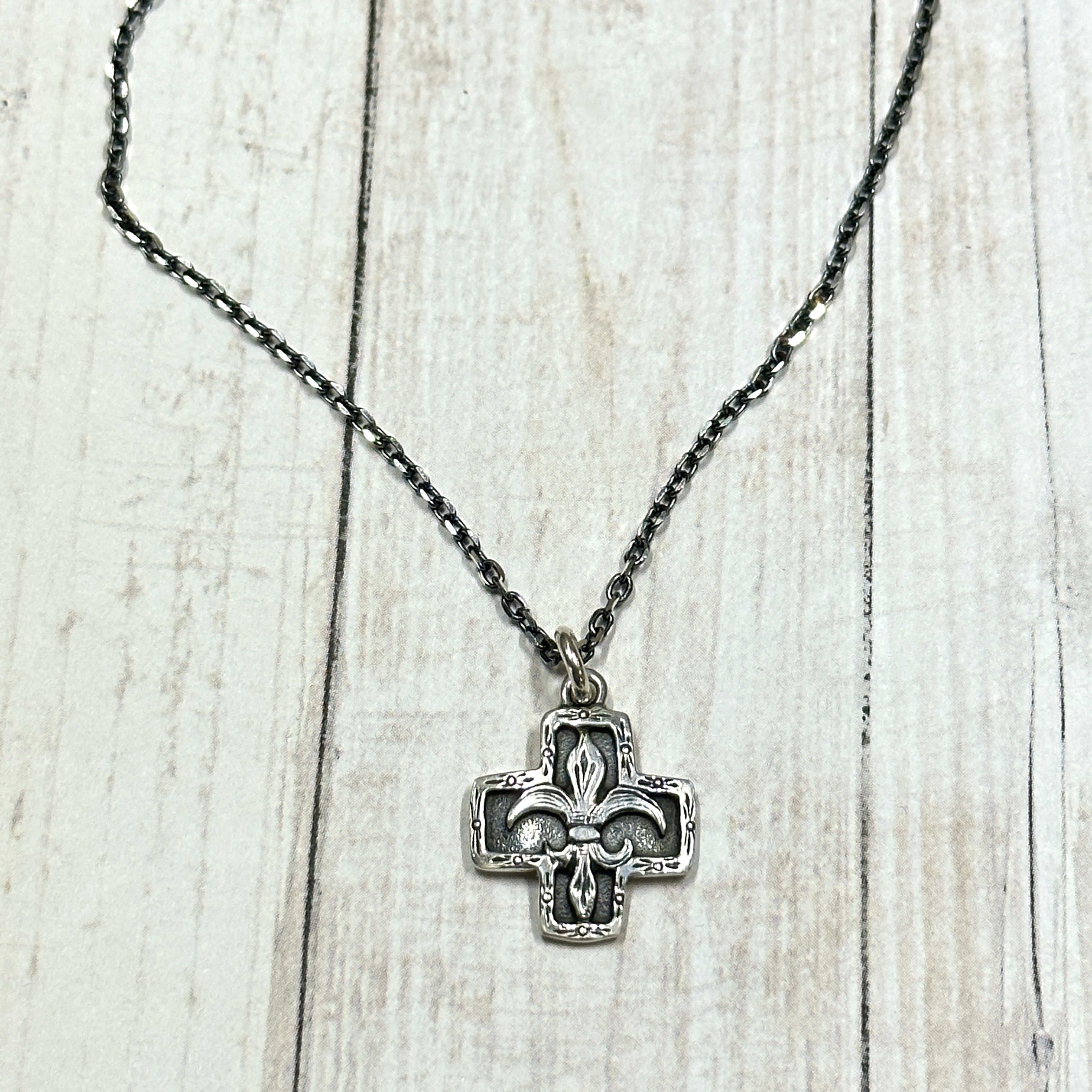 Fleur De Lis Cross Necklace