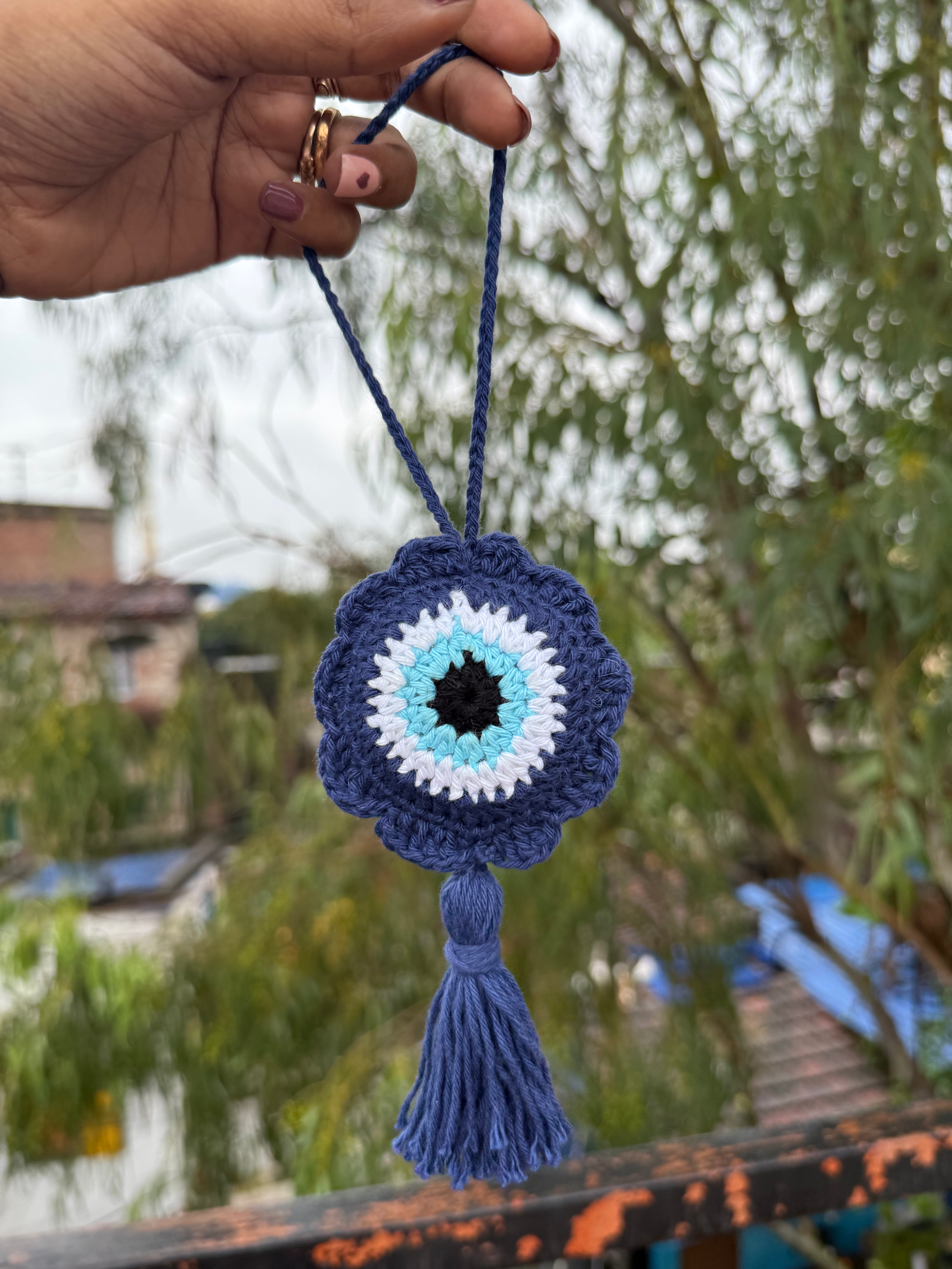 Evil Eye Car Charm Crochet