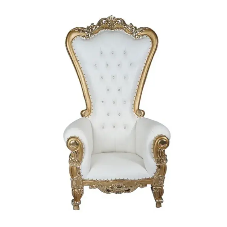 Whit & Gold Throne Chair.webp