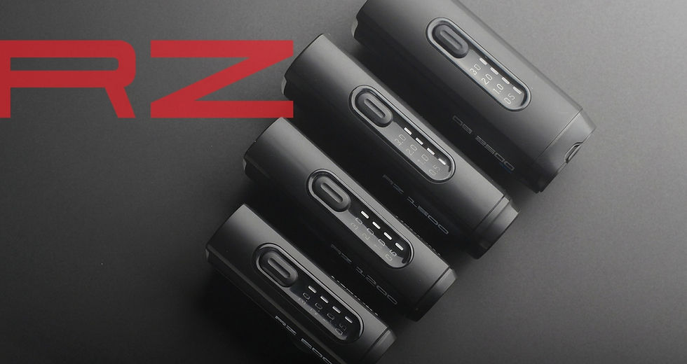 RZ series bike headlights: DB 2500, RZ 1500, RZ 1200 and RZ 500, each with the PowerBar burn-time display