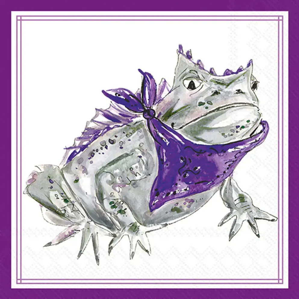 Paper Cocktail Napkin 20 Ct Purple Horned Frog Hometown