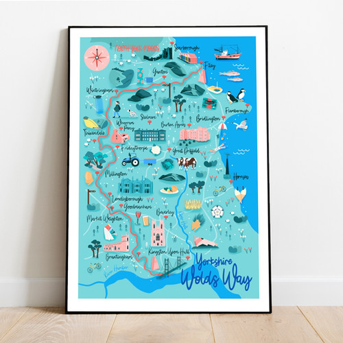 Yorkshire Wolds Way Map Art Print | Hannah Penrose