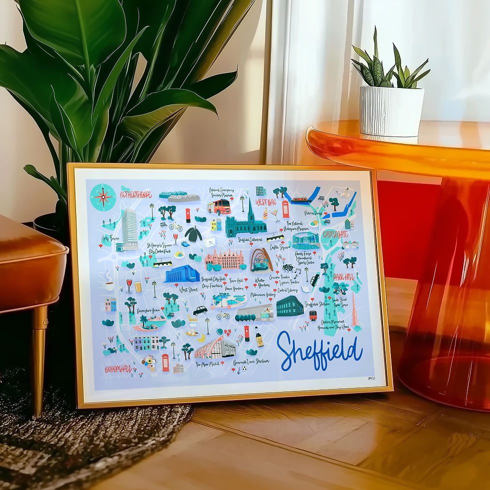Framed Sheffield map