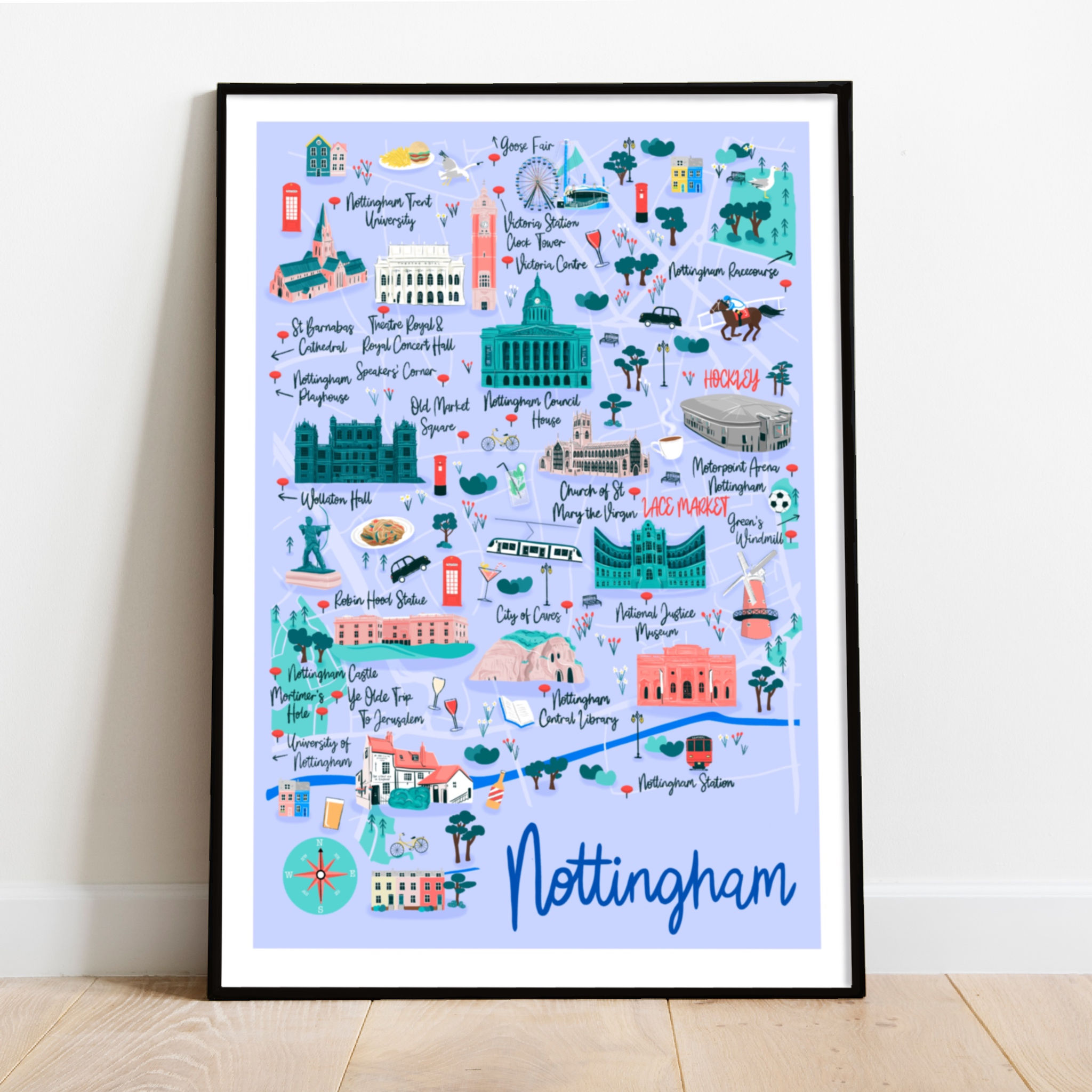 Nottingham Map Art Print