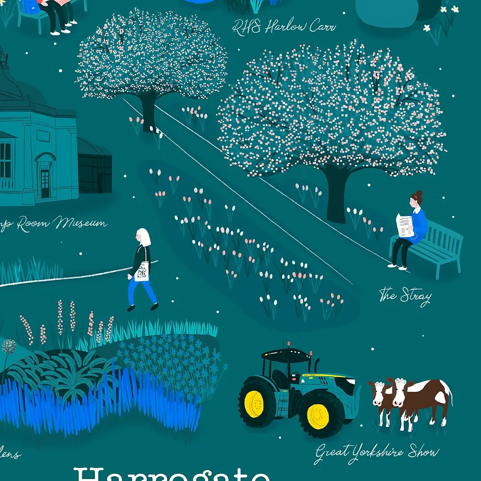 Thumbnail: Harrogate Landmarks Art Print (Dark)