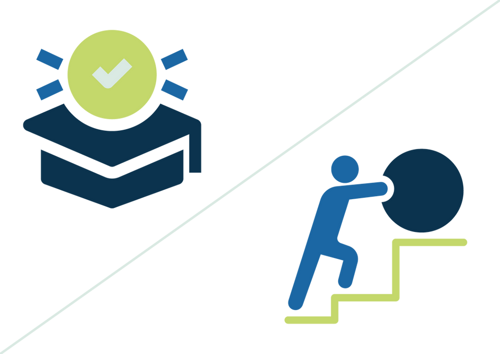 Illustration showing the comparison of results when students use Affordable Access programs versus traditional access programs