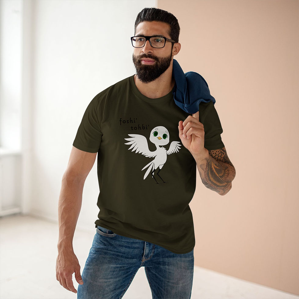 Thumbnail: Adult T-Shirt - White Bird Character Tee - foshi' Chickasaw Book of Colors
