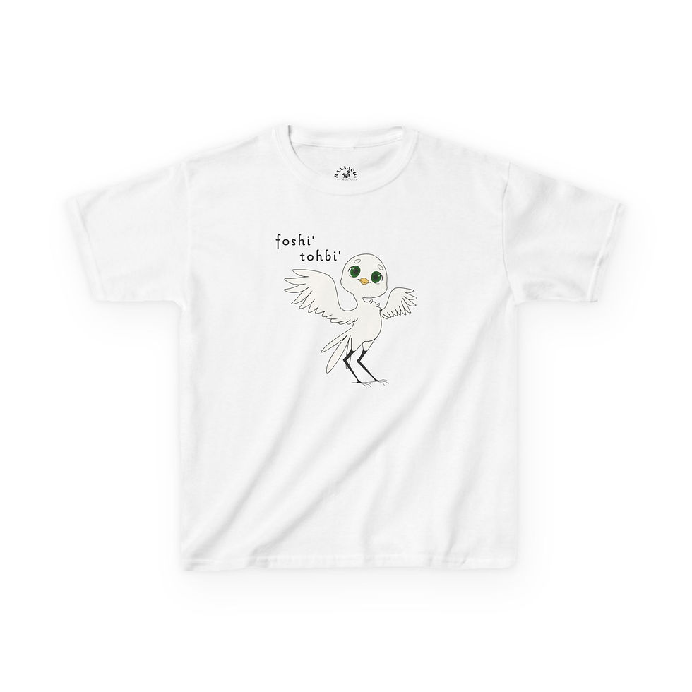 Thumbnail: Kids White Bird Tee - foshi' Chickasaw Book of Colors Character Tee