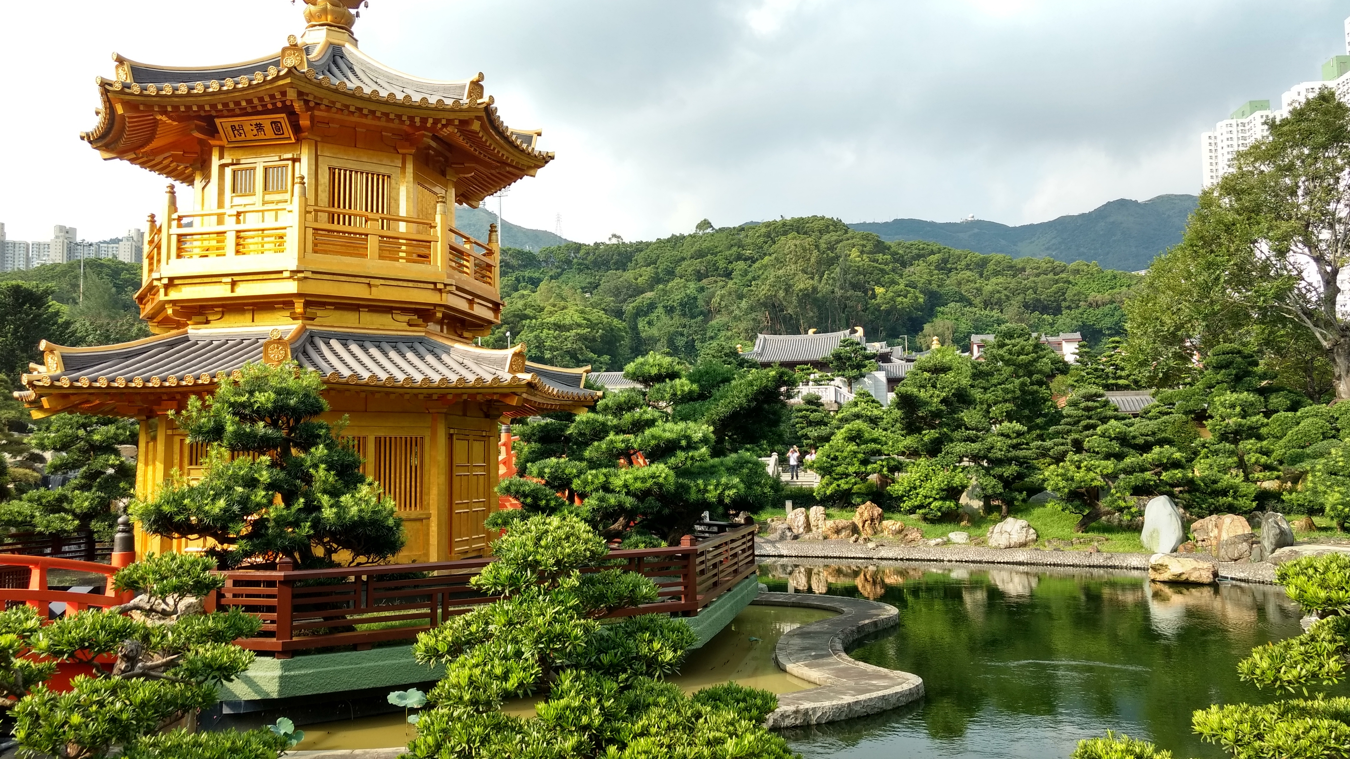A temple garden in Hong Kong