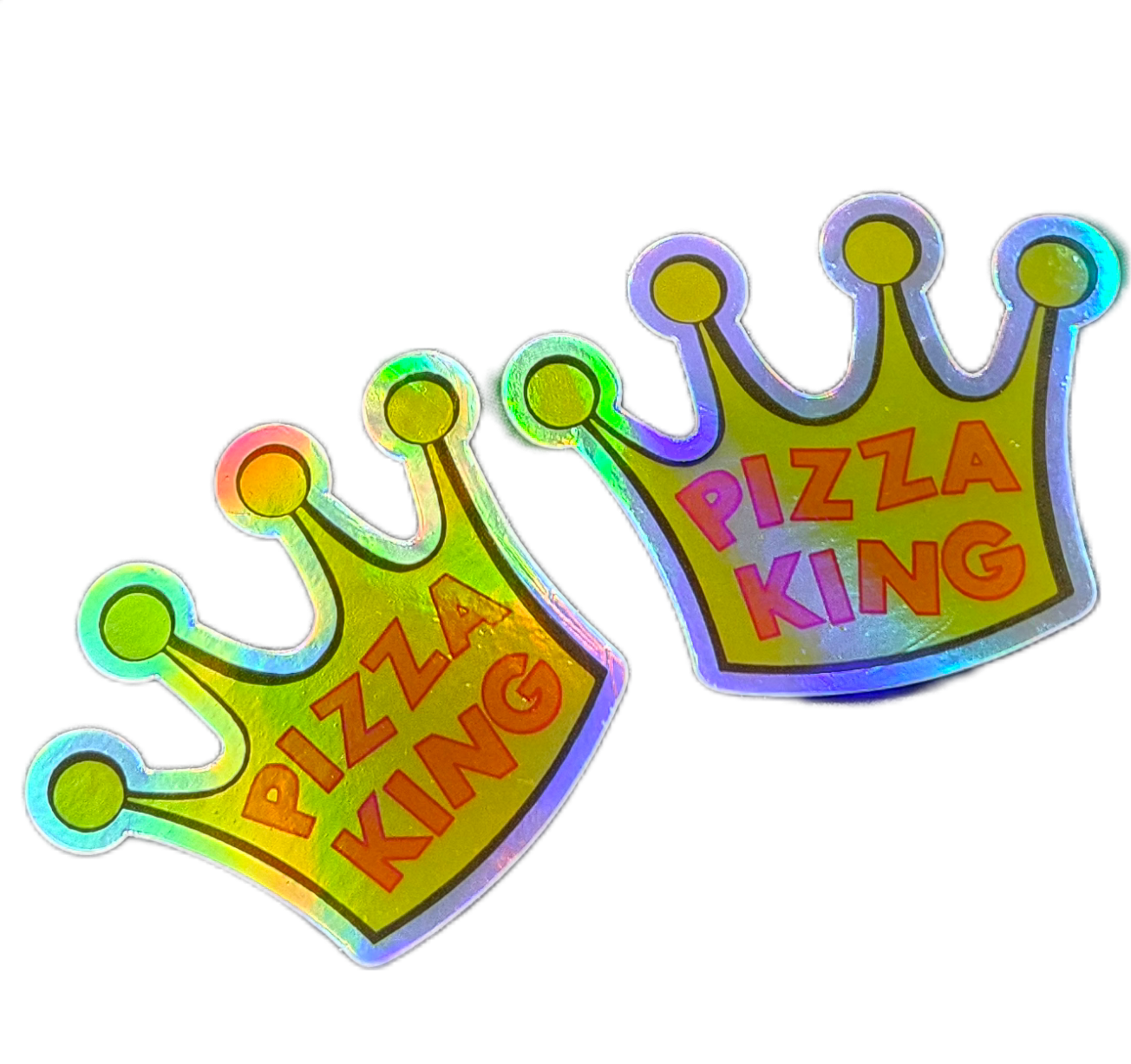 Holographic  Pizza King Crown Sticker 3" x 2.39