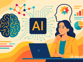 mulher vendo computador com IA 