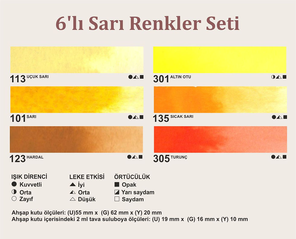 Küçük resim: TBS22 - 6'lı Sarı Renkler Sulu Boya Seti