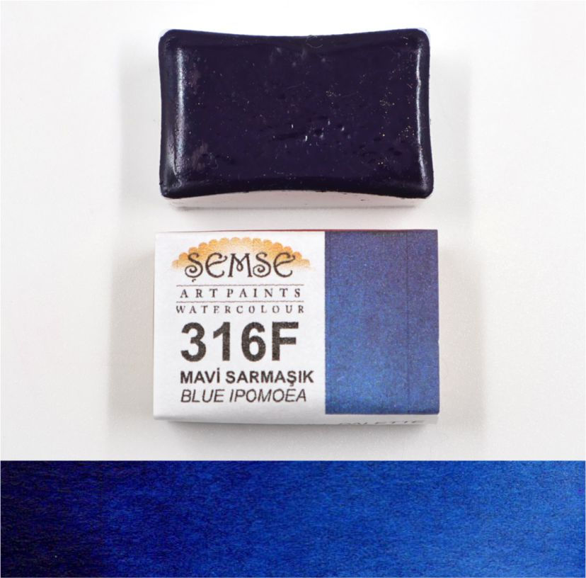 316F Mavi Sarmaşık Tam Tava El Yapımı Sulu Boya