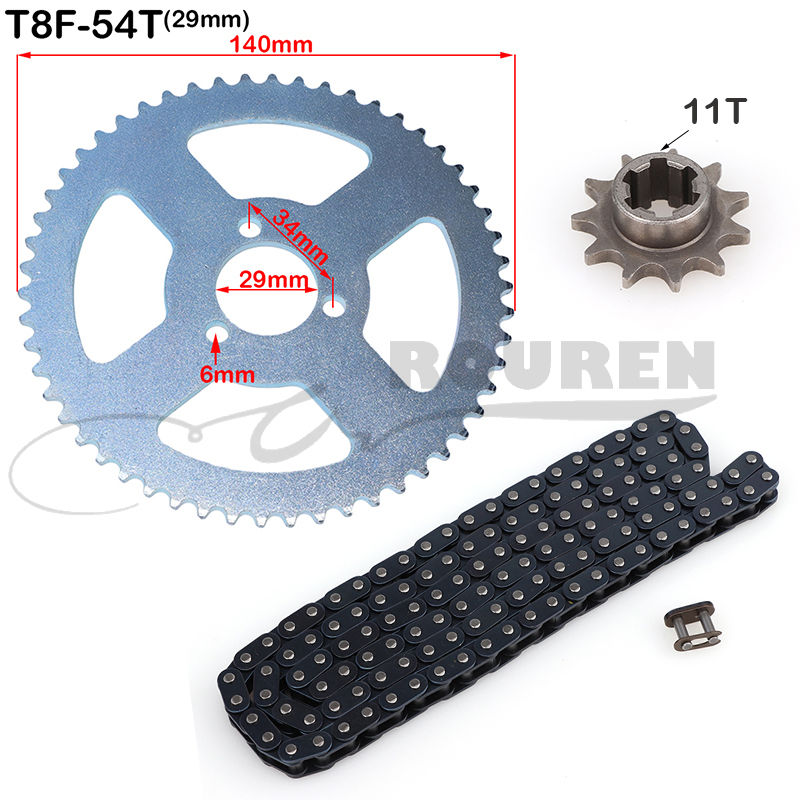 Thumbnail: Metal T8F 126 Links+11tooth+Chain Plate For 49cc Moto Clutch Gear for Electric 