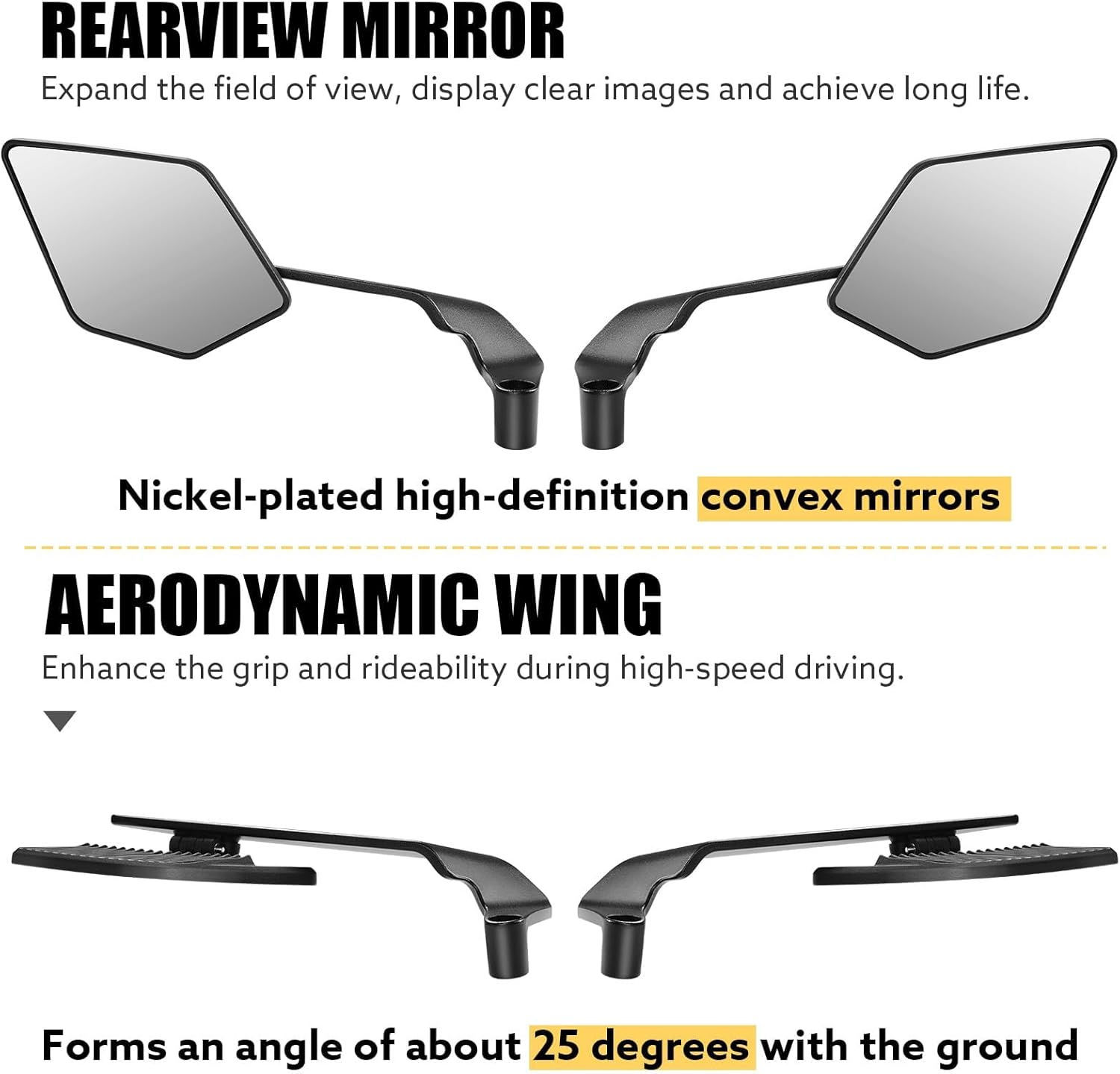 Motorcycle Rear View Mirrors: Stealth Wind Wing Aerodynamic Design for Duke 125
