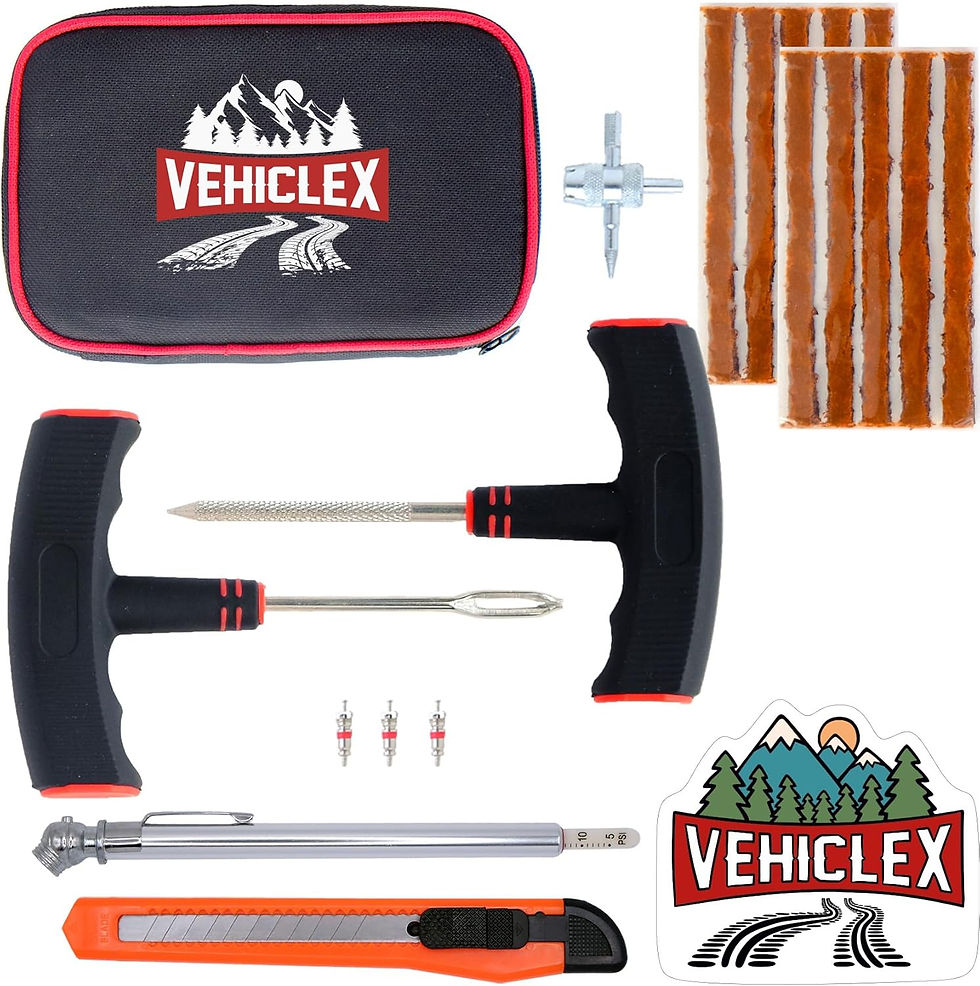 Thumbnail: Vehiclex Tire Plug Kit with Aluminum Handled Tools, Plugs in Sturdy Zippered Ba