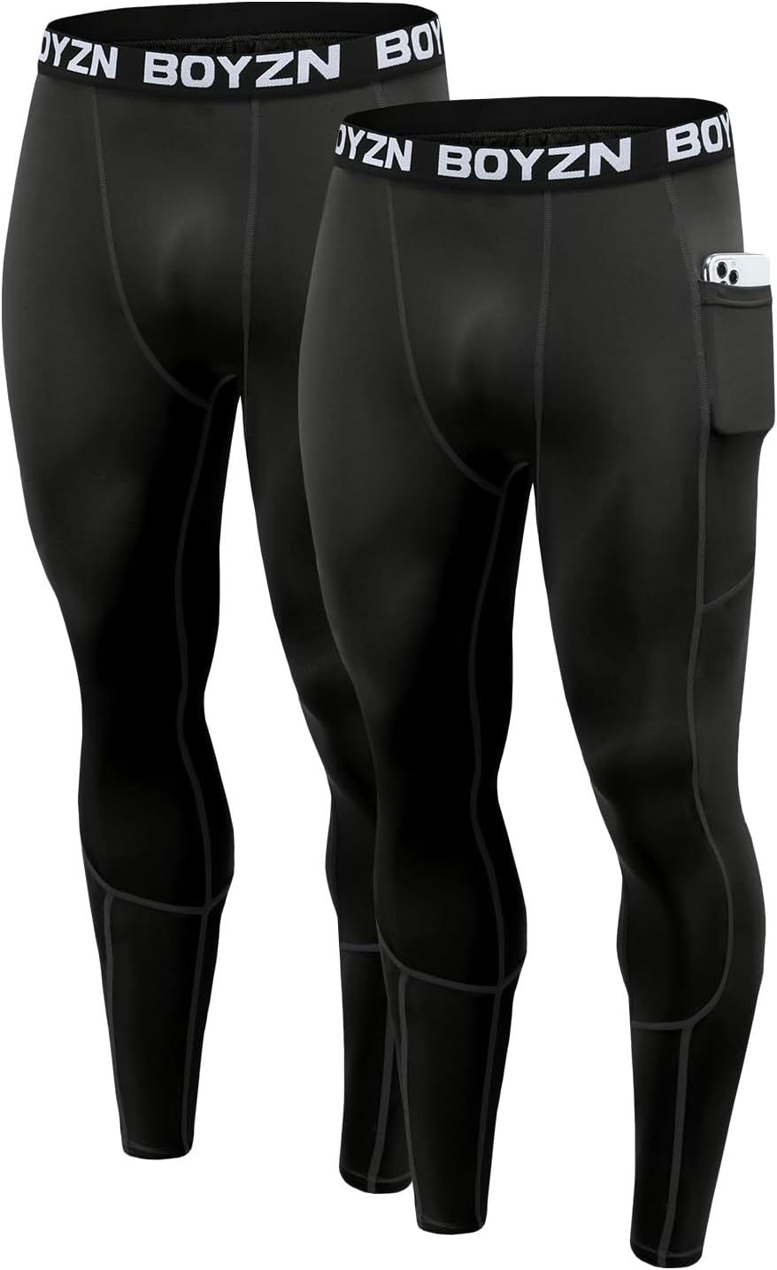 Thumbnail: Boyzn 1 or 2 or 3 Pack Men's Compression Pants, Cool Dry Athletic Workout Runni