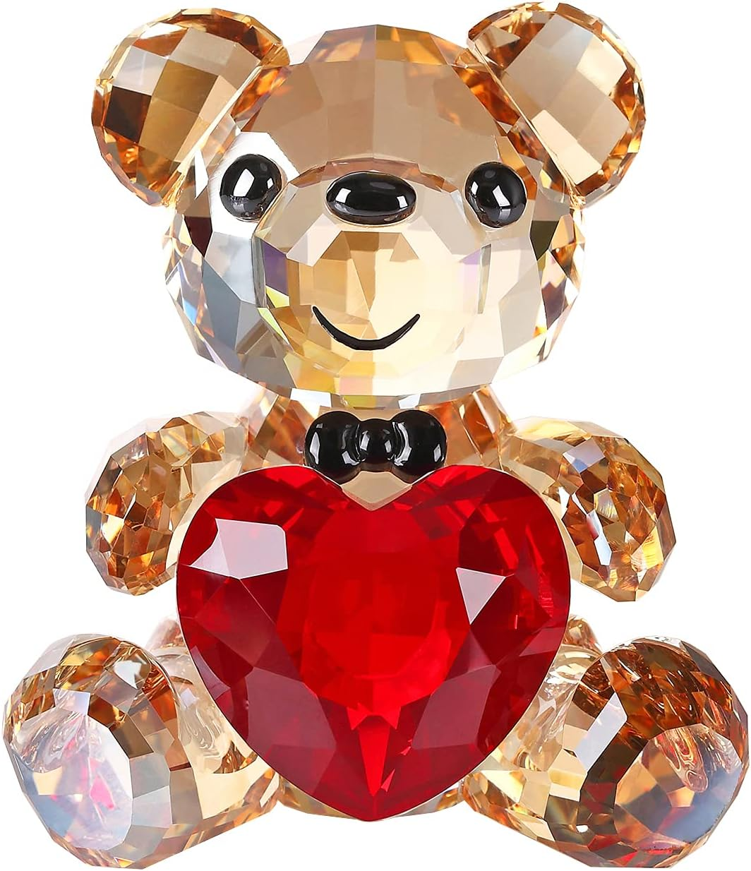 Crystal Teddy Bear Sweet Gifts Figurine Red Heart Lovely Animal Collectible Orna