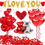Thumbnail: Heart Balloons Kit and I Love You Balloons with 1000 Pcs Dark-Red Silk Rose Peta