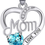 Thumbnail: I LOVE YOU Mom Birth Stones Necklace, Silver Love Heart Pendant Necklace for Mom