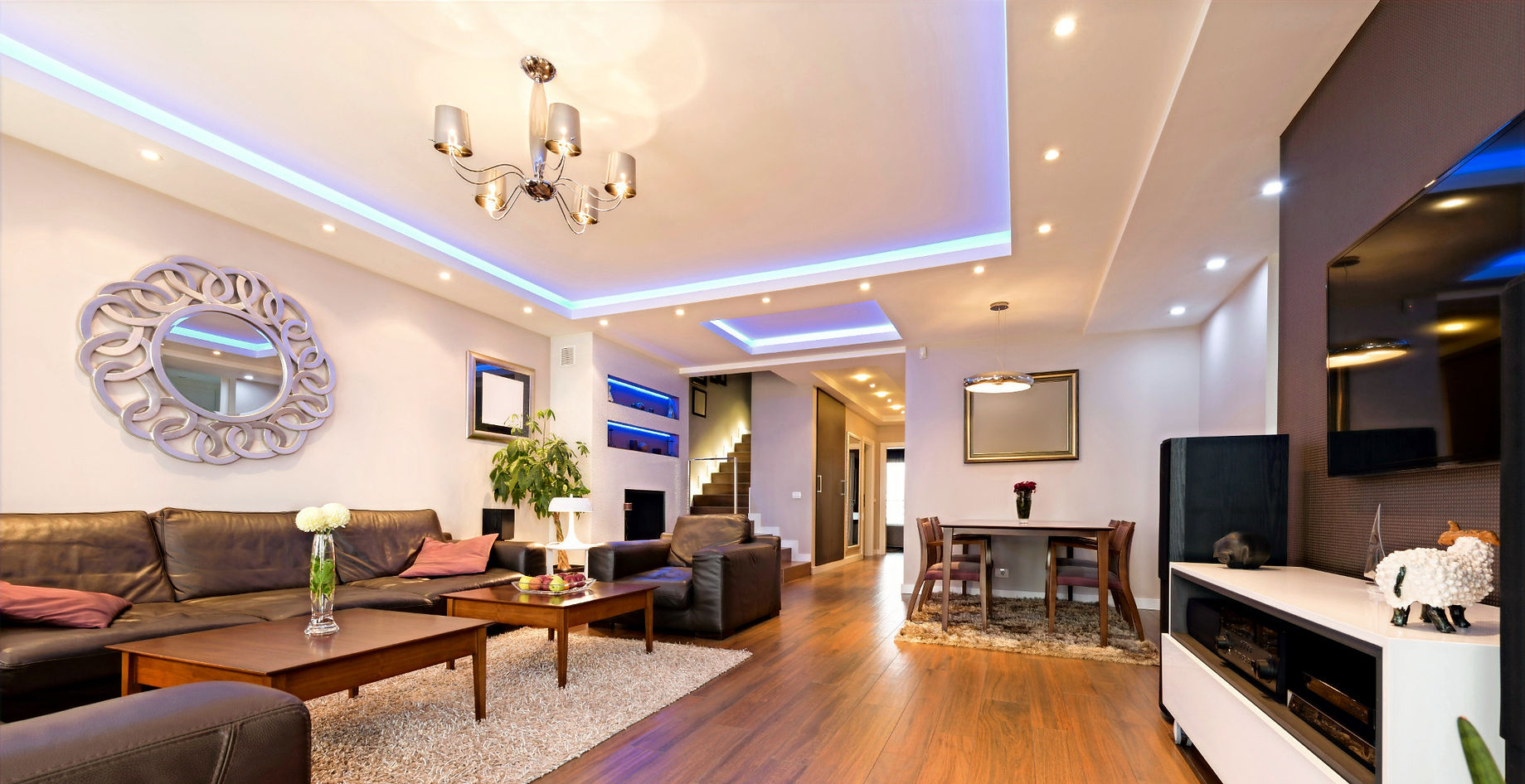 Salon moderne avec Luminaires Led