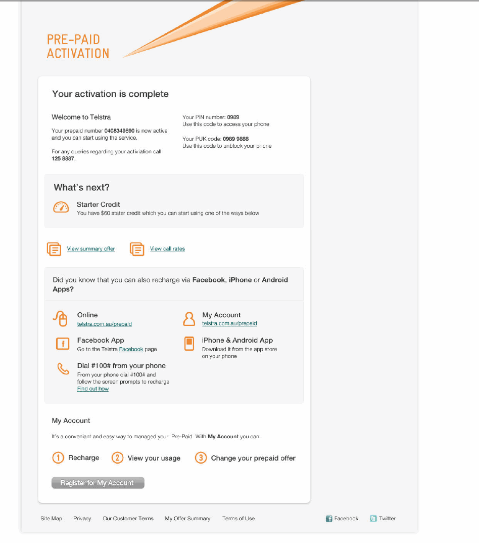 Telstra Activation email