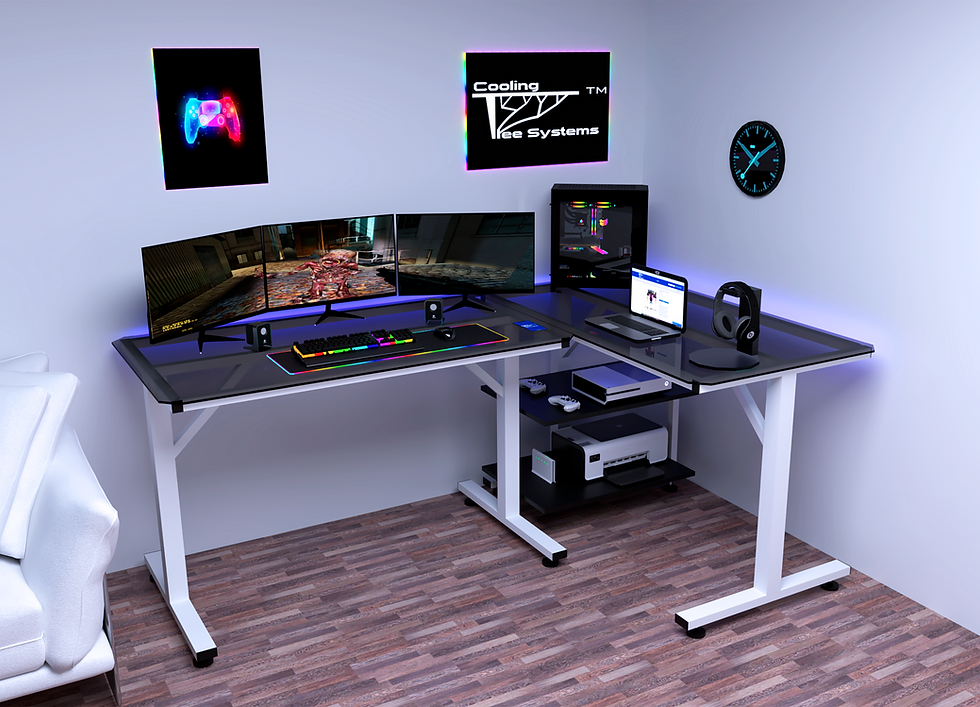 Escritorio Gamer en L CTS ICE V2R Rgb Vidrio Pc