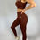Thumbnail: Ripped Comfy Leggings Coffee Brown