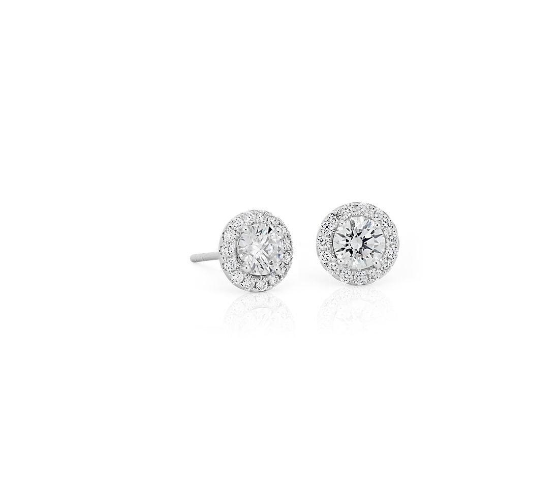 18k White Gold Halo Diamond Earrings