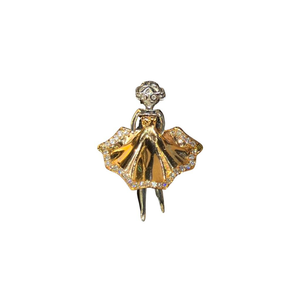 18k two tone Diamond doll Pendant