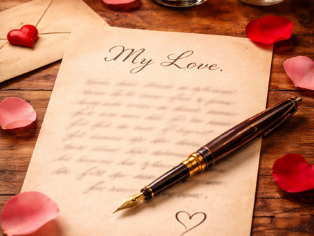 A stylized love letter scene with petals and a candle, reflecting themes of connection, loss, and the varied emotions people feel around Valentine’s Day.