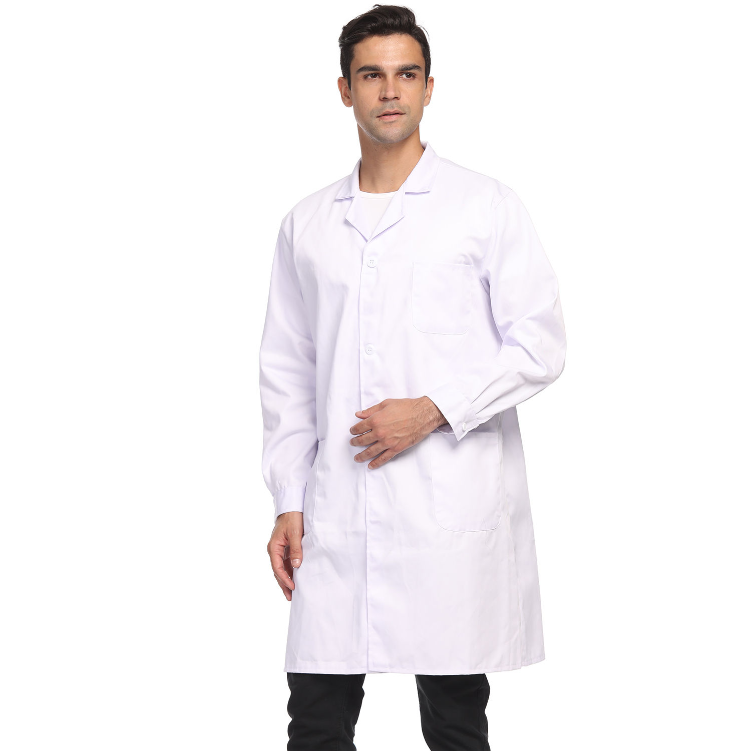 Unisex Lab Coat, Professional Full Length 3 Pocket Long Sleeve Laboratory Coat