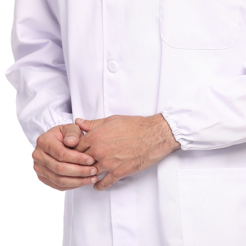 Thumbnail: Unisex Lab Coat with Elastic Cuffs, 3 Pocket Full-Length Long Sleeve Lab Coat