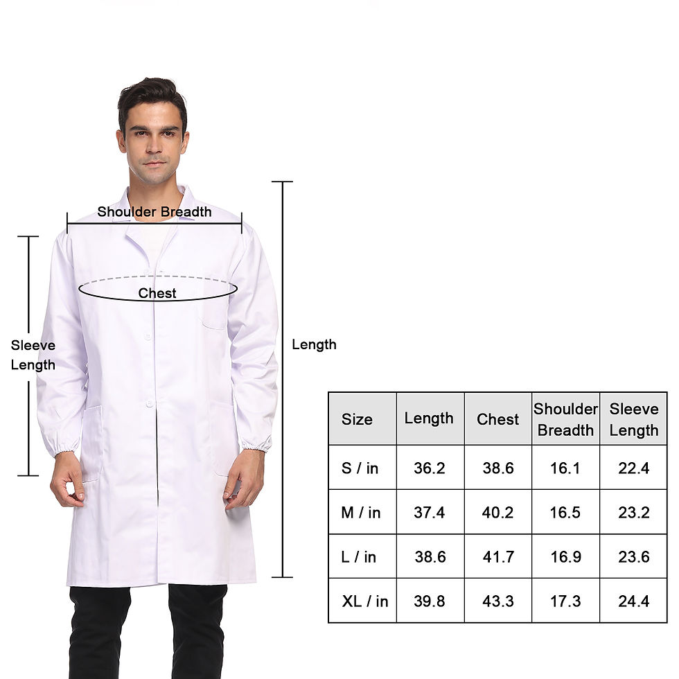 Thumbnail: Unisex Lab Coat with Elastic Cuffs, 3 Pocket Full-Length Long Sleeve Lab Coat