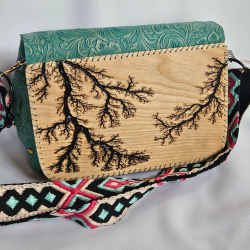 Tooled turquoise cross-body/shoulder handmade, electrified bag