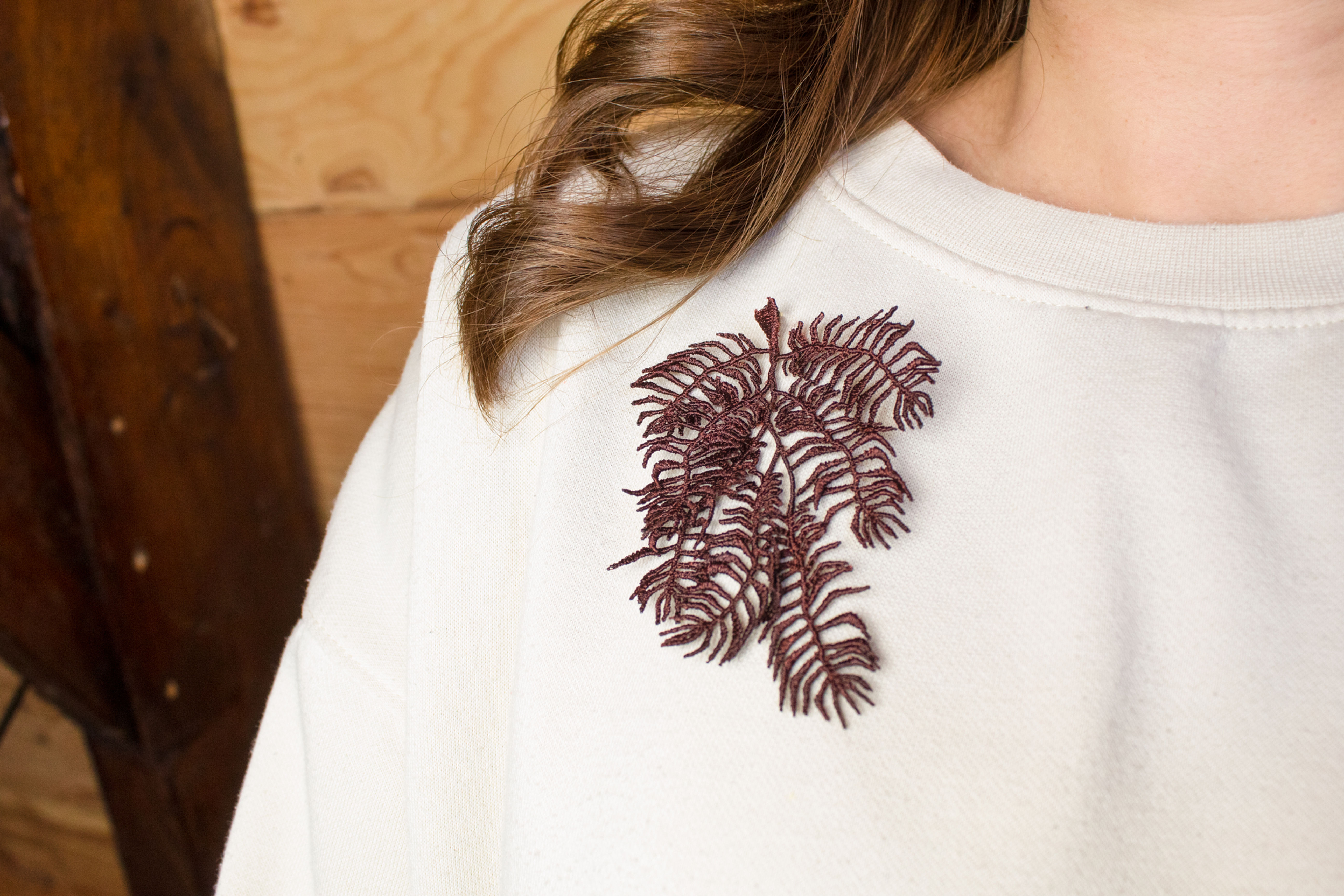 Embroidered Brooch Knight's Plume Fern