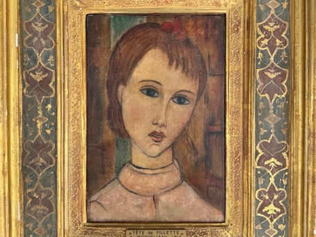 AMEDEO MODIGLIANI, LIVORNO, ITALY, 1884 - 1920, 1916 OIL ON BOARD LAID TO CRADLE PANEL PORTRAIT YOUNG GIRL TITLED TETE DE FILLETTE