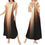 Thumbnail: BROWN MONO SUNSET Women's Short Sleeve Long Draped Dress