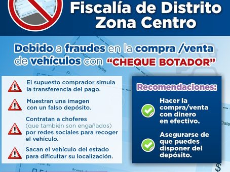 Advierten por incremento de fraudes con “cheque botador”