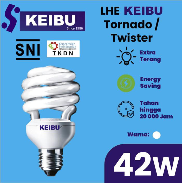 Thumbnail: Lampu KEIBU LHE Twister/Tornado (Cahaya Putih) Lampu Hemat Energi