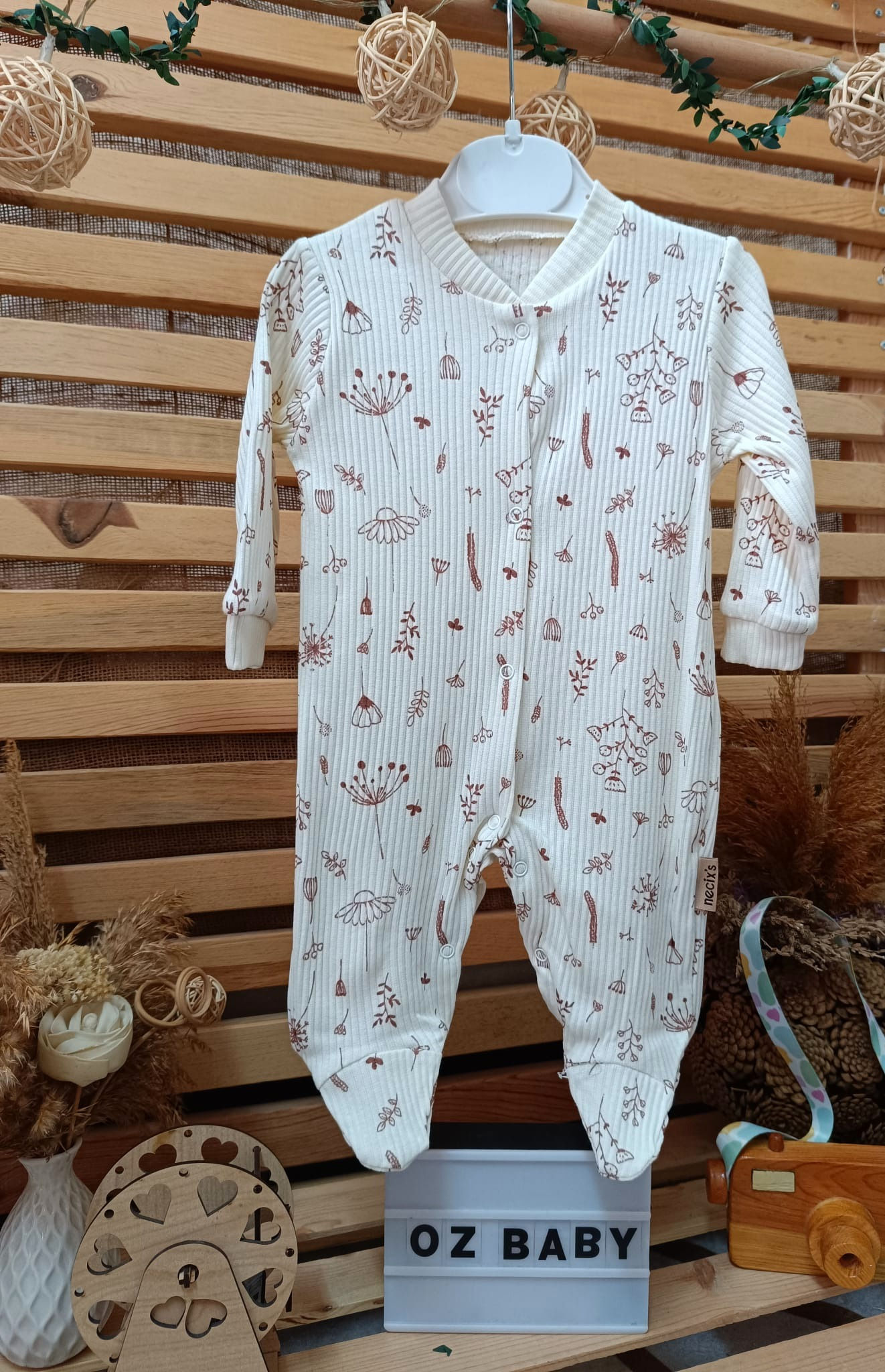 Organic (0-6 ay) fitilli bebek tulum