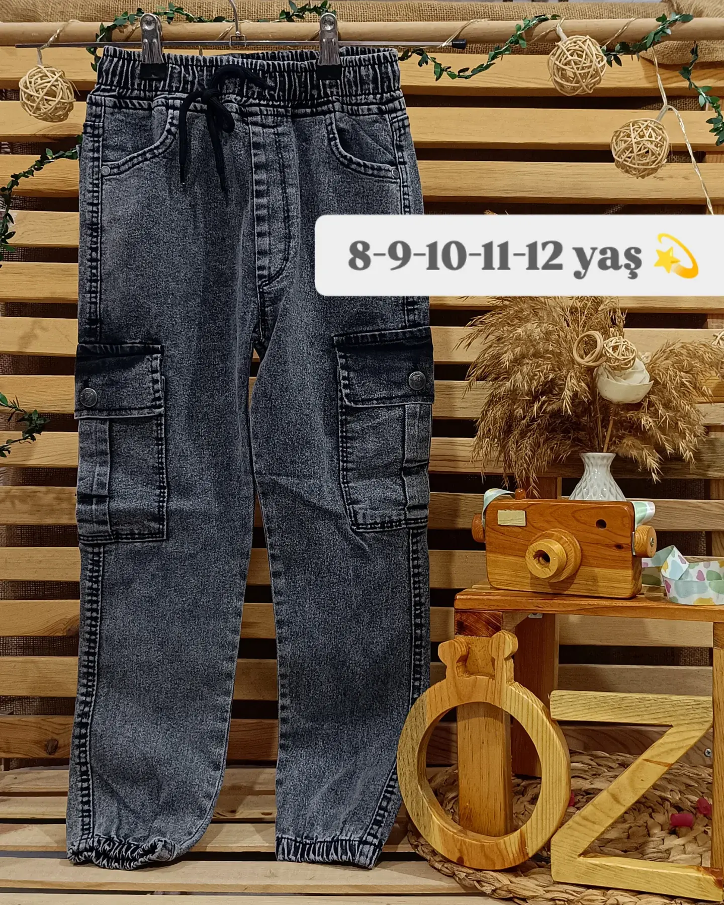 (8-12 yaş) bel lastikli erkek çocuk pantolon