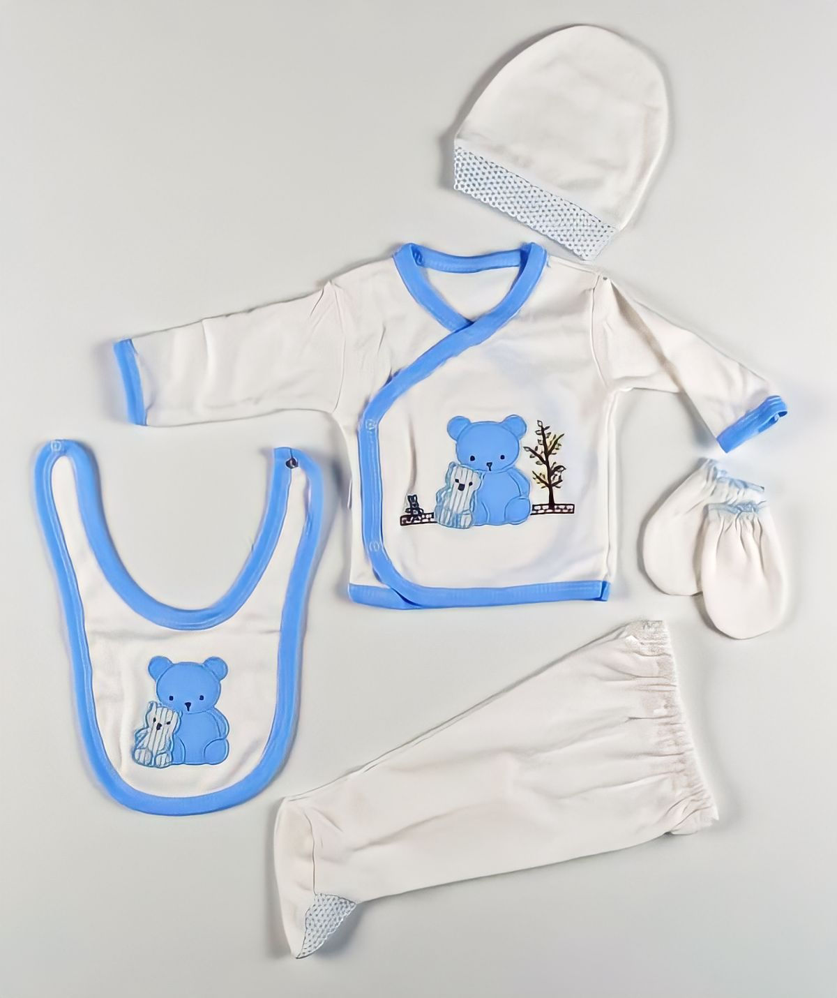 5'li erkek bebek zıbın seti