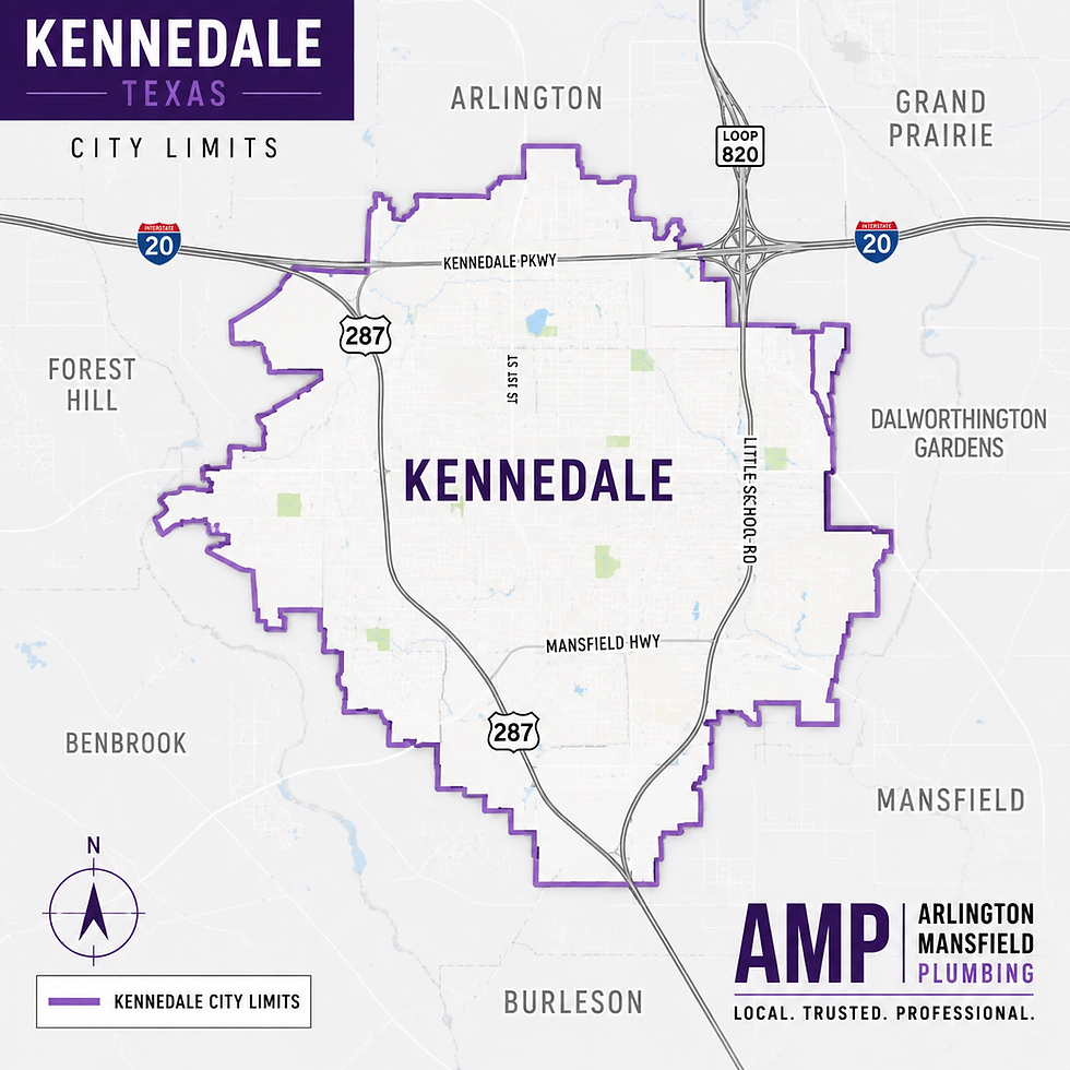 Map of Kennedale city limits for your trusted plumber in Kennedale.