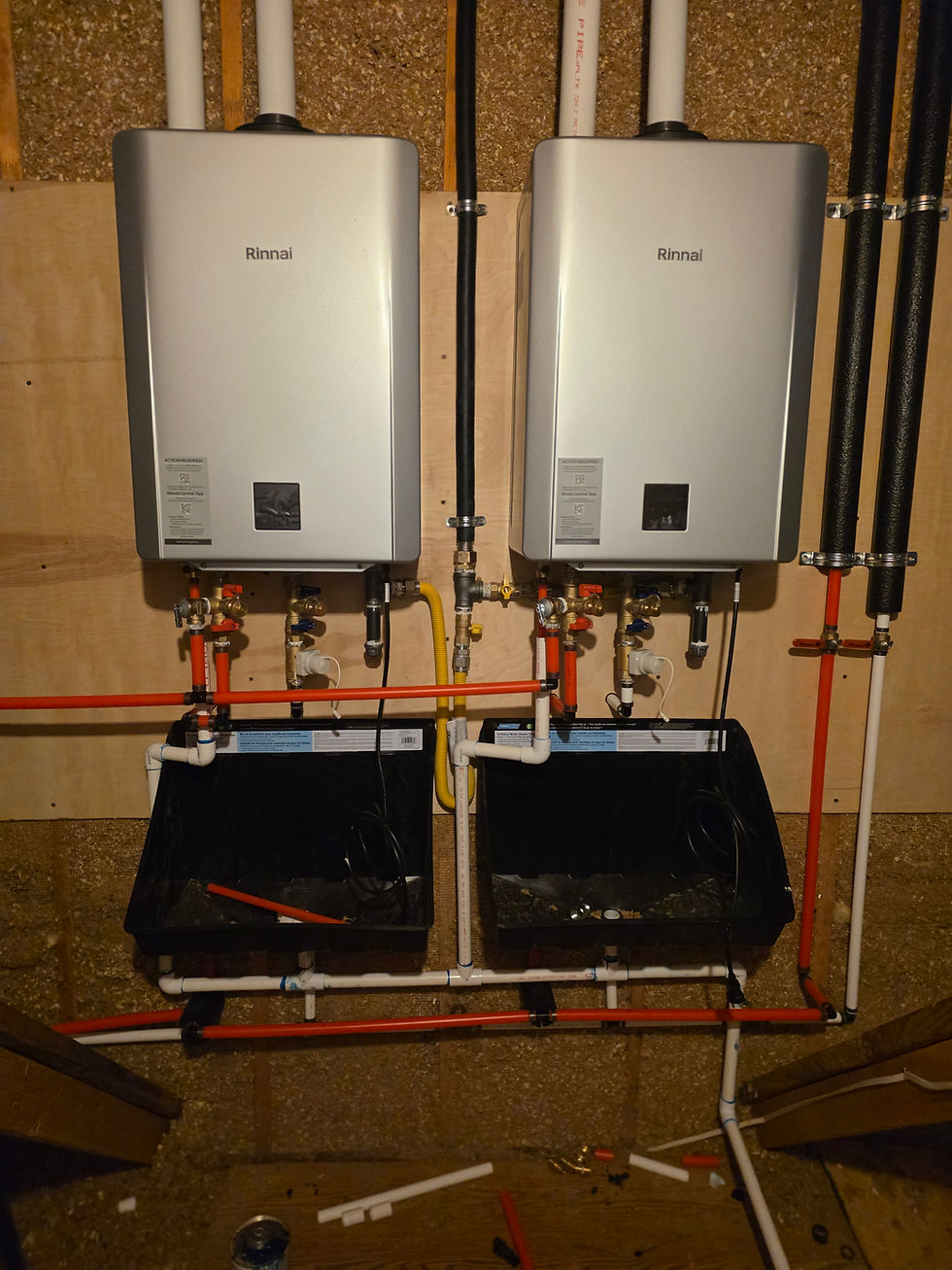 Dual tankless water heaters by a plumber in Midlothian TX.